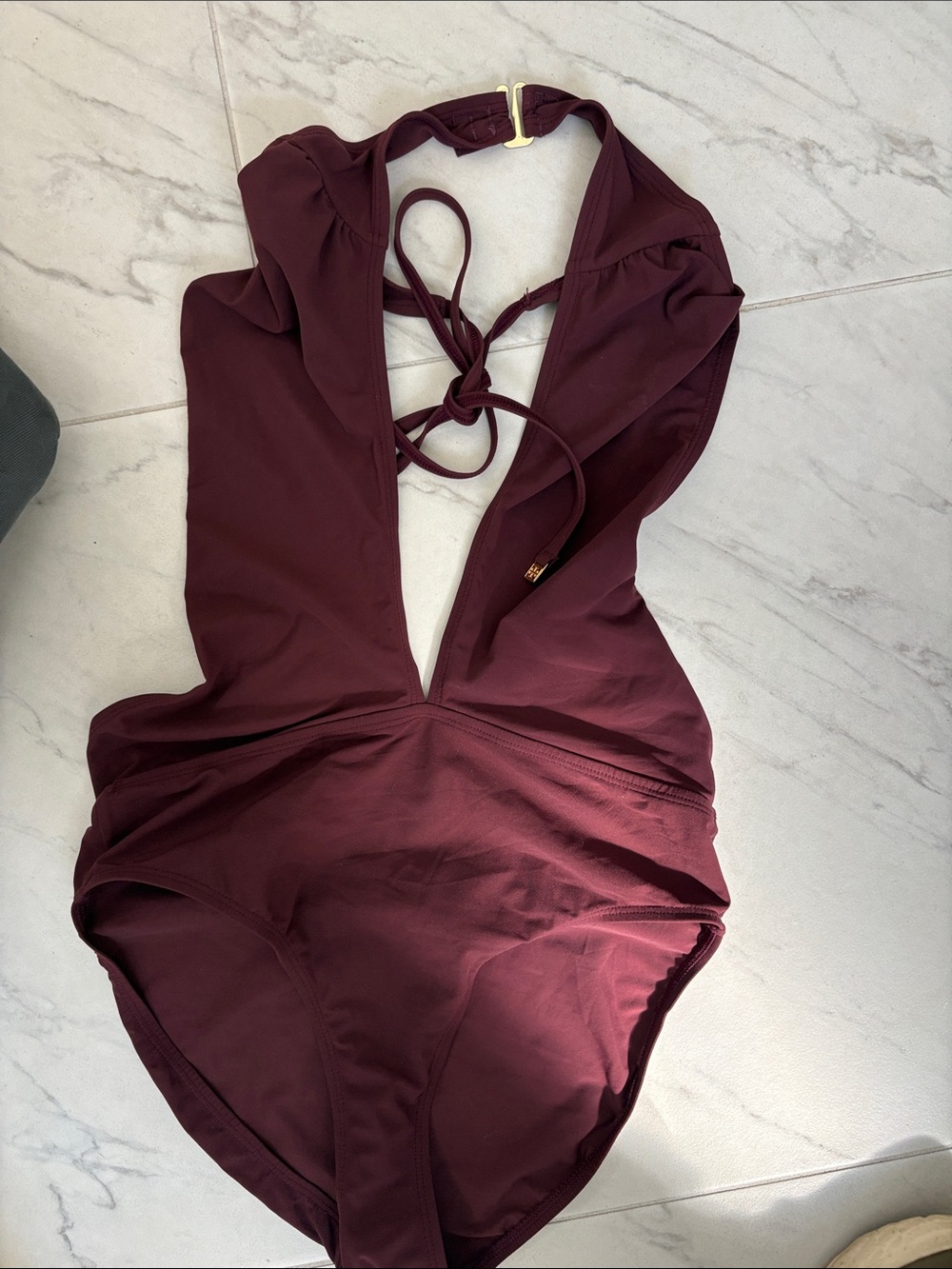 Tory Burch Wine/Burgundy Halter One-Piece Swimsuit